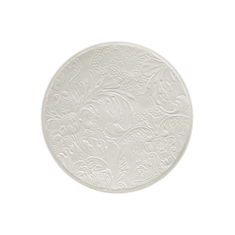 Italian Renaissance Irisé Pearl Grey bread & butter plate by Raynaud, Limoges porcelain with arabesques, pearl grey iridescence, and platinum accents.