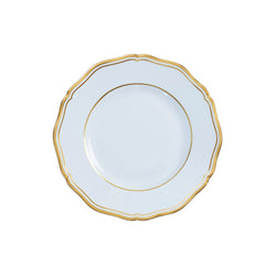 Bread & Butter Plate Mazurka Blue Grey by Raynaud in fine Limoges porcelain with gilded scalloped contour and soft blue-grey tones.