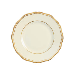 Mazurka Ivory bread plate by Raynaud in Limoges porcelain with golden festoons on an ivory background inspired by the Polka collection.