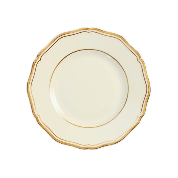Mazurka Ivory bread plate by Raynaud in Limoges porcelain with golden festoons on an ivory background inspired by the Polka collection.