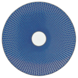Raynaud Trésor Bleu Limoges porcelain bread and butter plate in cobalt blue with platinum honeycomb design