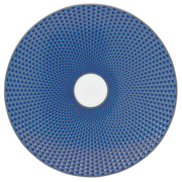 Raynaud Trésor Bleu Limoges porcelain bread and butter plate in cobalt blue with platinum honeycomb design