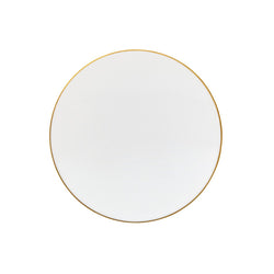 White plate with a gold rim on a white background