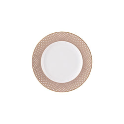 Francis Carreau Beige porcelain bread and butter plate with beige and gold check design by Rosenthal