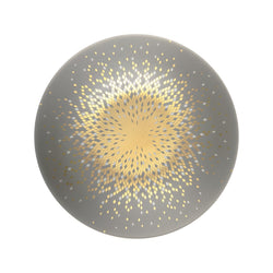 Souffle d’Or bread and butter plate by Haviland, handcrafted Limoges porcelain featuring a radiant supernova-inspired gold and grey pattern.