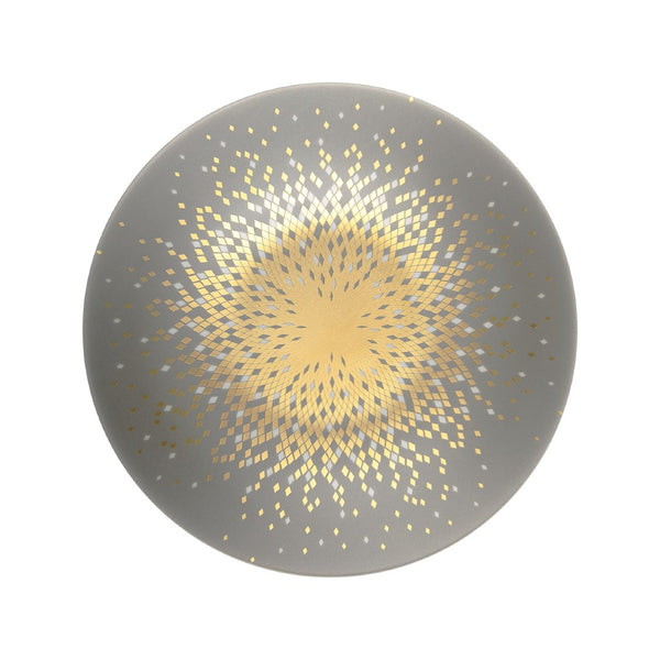 Souffle d’Or bread and butter plate by Haviland, handcrafted Limoges porcelain featuring a radiant supernova-inspired gold and grey pattern.