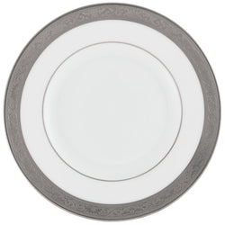 Ambassador Platine porcelain bread and butter plate by Raynaud with platinum rim and Renaissance-style border
