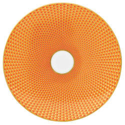 Raynaud Trésor orange porcelain bread plate with gold-accented honeycomb design