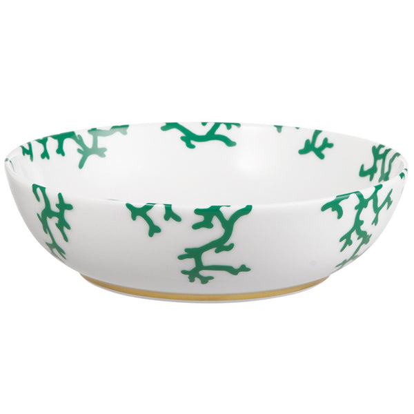 Raynaud Cristobal Emerald Breakfast Bowl in Limoges porcelain with emerald green coral motifs.