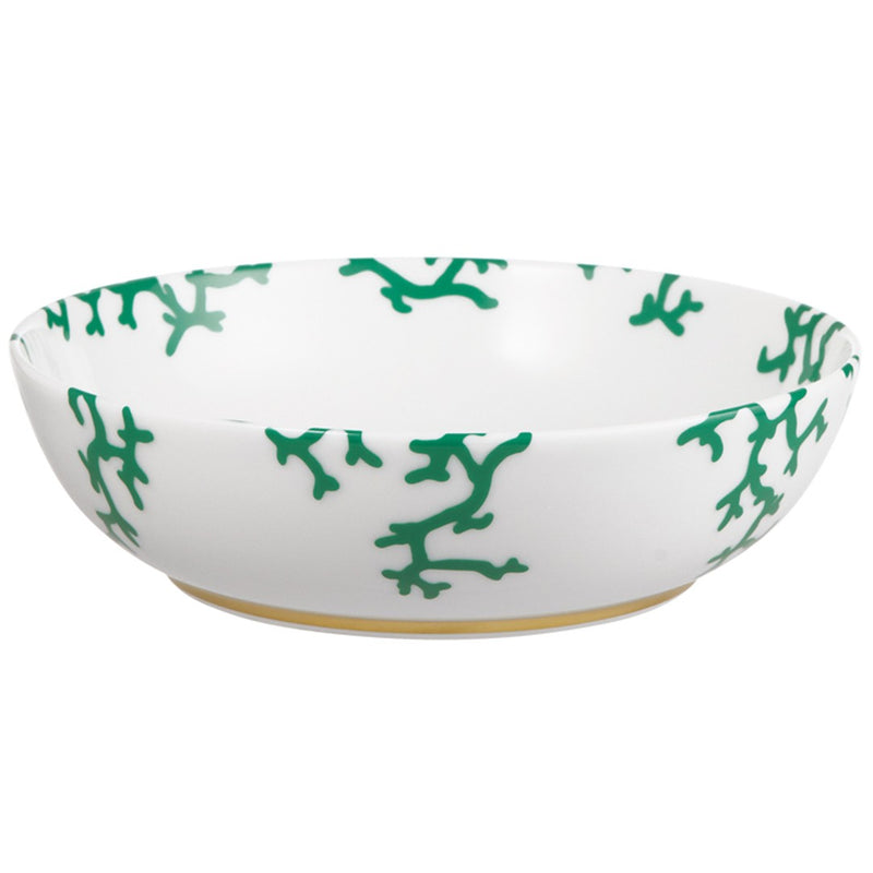 Raynaud Cristobal Emerald Breakfast Bowl in Limoges porcelain with emerald green coral motifs.