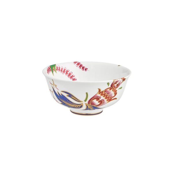 Imari breakfast bowl in Limoges porcelain with floral watercolor pattern