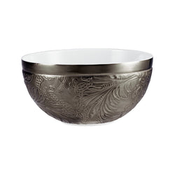 Porcelain breakfast bowl with platinum detailing from the Italian Renaissance Platinum collection by Raynaud.