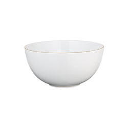 Limoges porcelain breakfast bowl with gold rim from the Monceau Gold collection by Raynaud