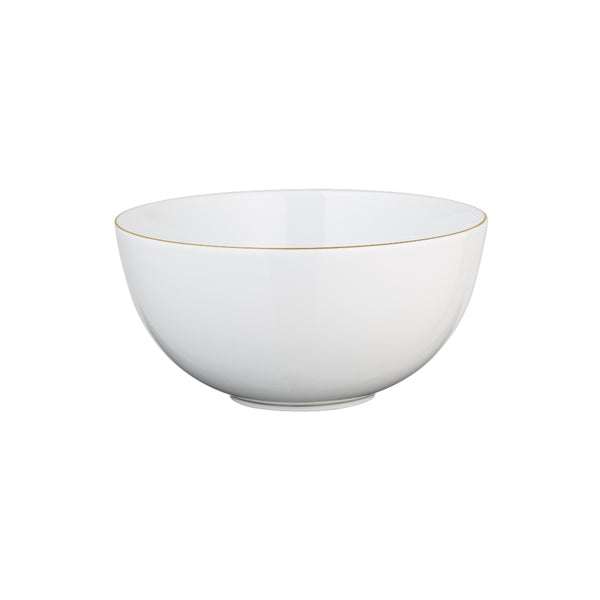Limoges porcelain breakfast bowl with gold rim from the Monceau Gold collection by Raynaud