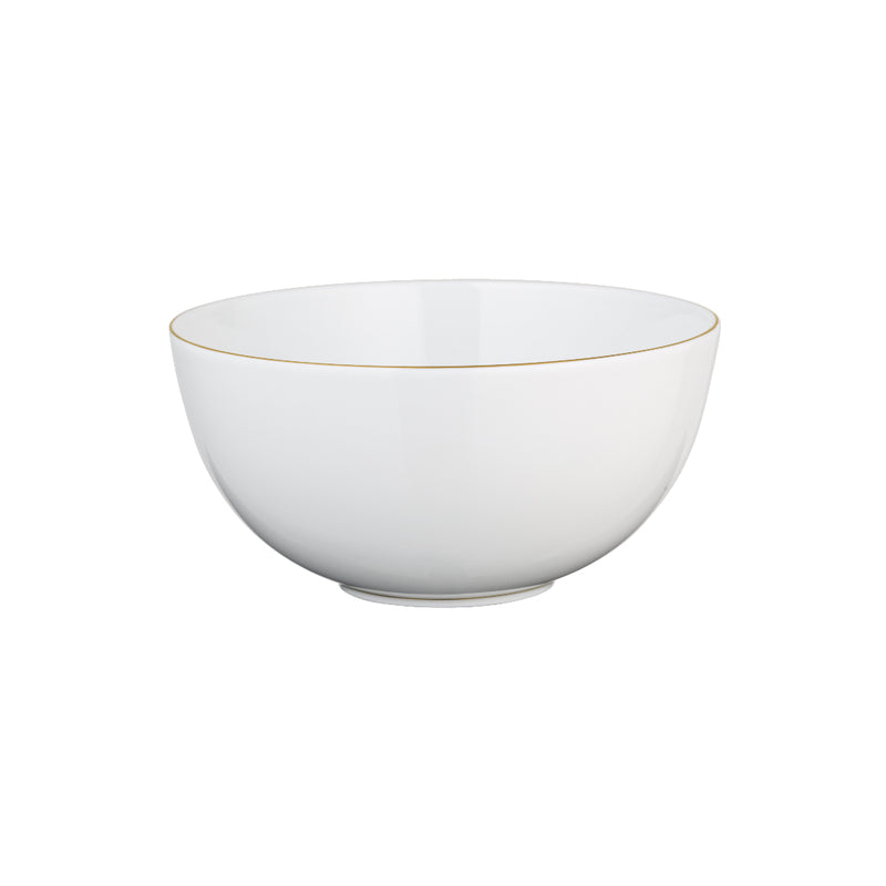 Limoges porcelain breakfast bowl with gold rim from the Monceau Gold collection by Raynaud