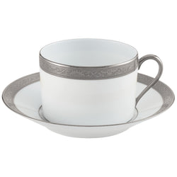 Raynaud Ambassador Platine porcelain breakfast cup and saucer with platinum inlay rim