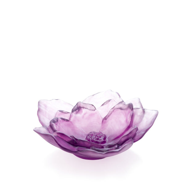 Purple glass camelia flower on a white background