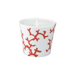 Luxury porcelain candle Cristobal Rouge red coral motif by Raynaud in gift box
