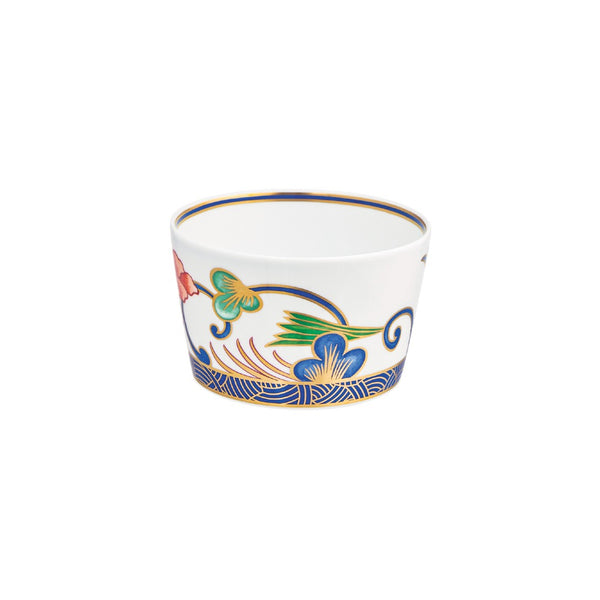 Porcelain candle holder with Imari floral and cobalt blue design by Raynaud