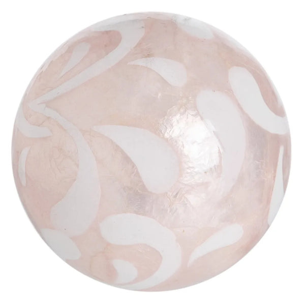 round capiz shell decorative ball in pink with wave like pattern