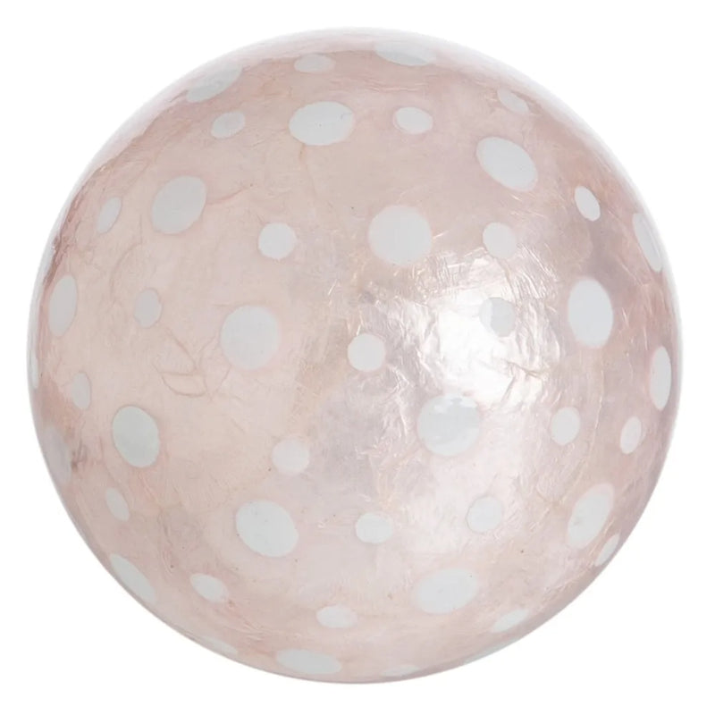 round capiz shell decorative ball in pink with dots like pattern