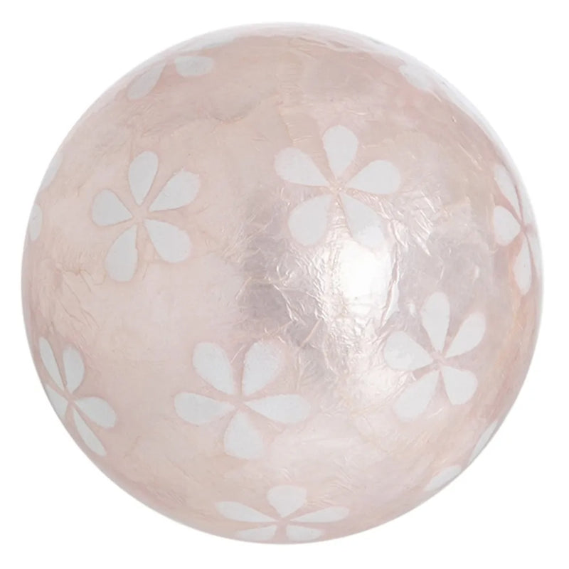 round capiz shell decorative ball in pink with petal like pattern