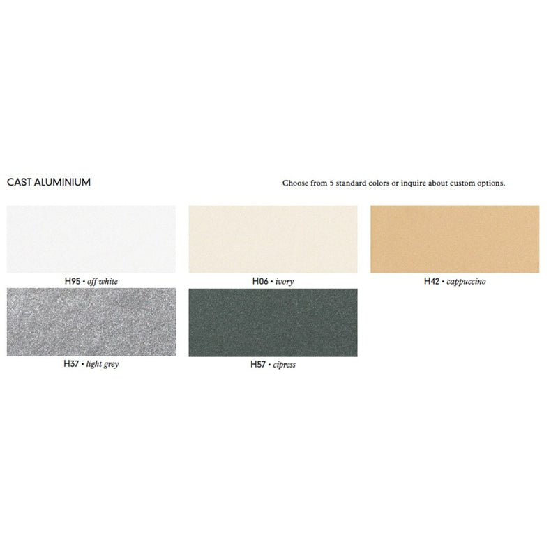 Color swatches for cast aluminium by Kelly Wearstler
