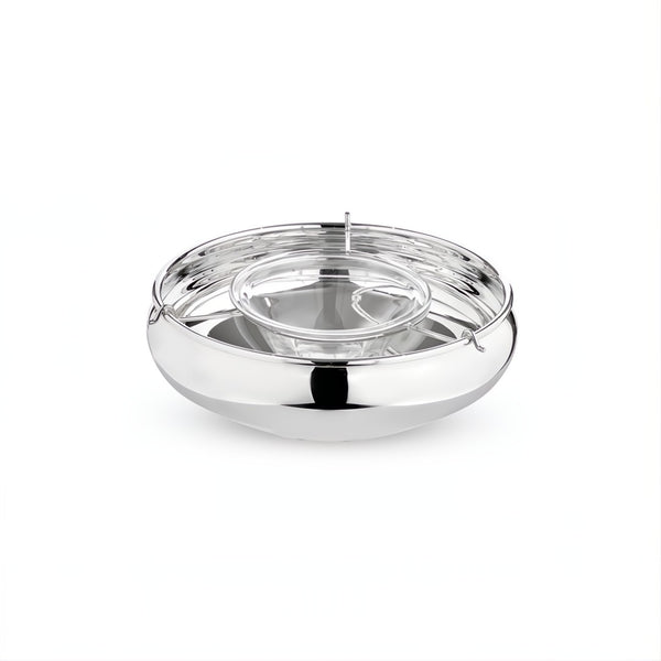 Silver-plated English caviar bowl with crystal insert by Greggio