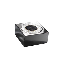 Blackline caviar box in Corian and silver-plated finish by Robbe & Berking