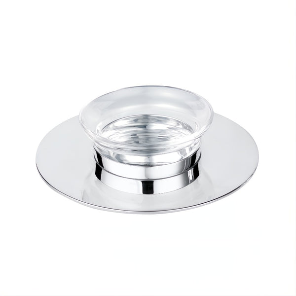 Silver-plated Saturne caviar cup with round crystal insert by Ercuis