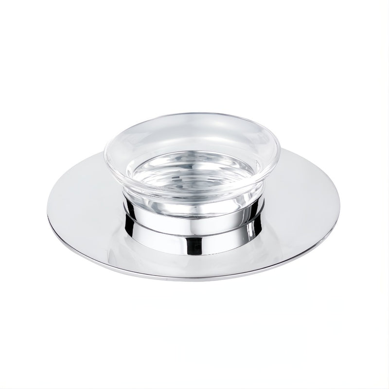 Silver-plated Saturne caviar cup with round crystal insert by Ercuis