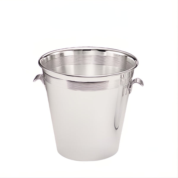 Silver-plated champagne bucket with ribbed detailing and handles by Greggio