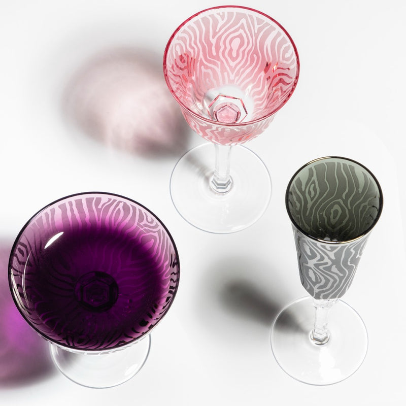 Hand-cut Alice Champagne Coupe Glass in Amethyste crystal