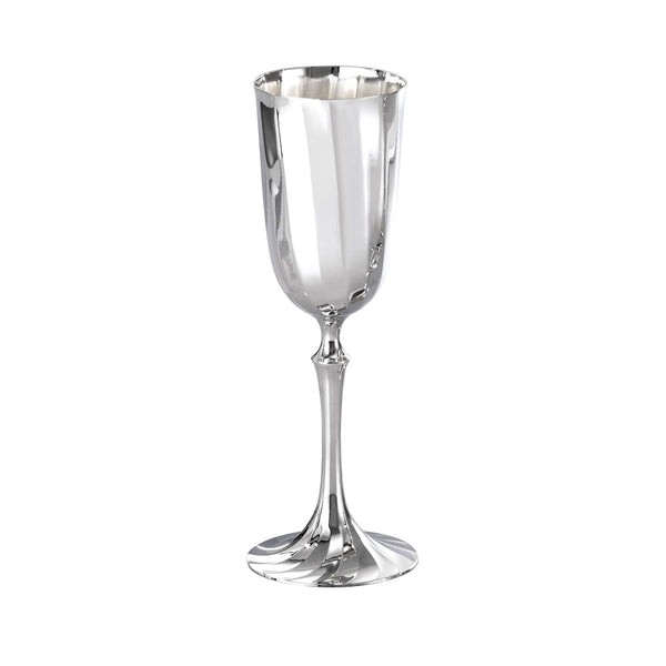 Greggio Newport silver-plated champagne flute with wave-inspired design