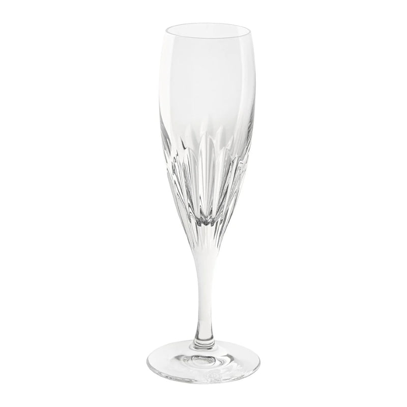 Chartres crystal champagne flute with Gothic-inspired bevel cuts, by Cristallerie de Montbronn.