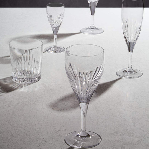 Styled Chartres crystal Old Fashion Tumbler with Gothic-inspired bevel cuts by Cristallerie de Montbronn.