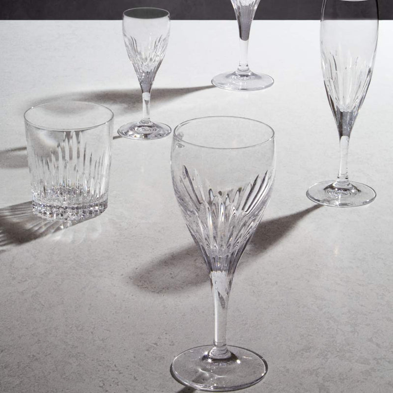 Styled Chartres crystal Old Fashion Tumbler with Gothic-inspired bevel cuts by Cristallerie de Montbronn.