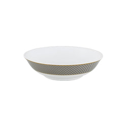 Chinese bone cup in Limoges porcelain with black and gold Bauhaus-inspired geometric design from the Oskar collection by Raynaud.
