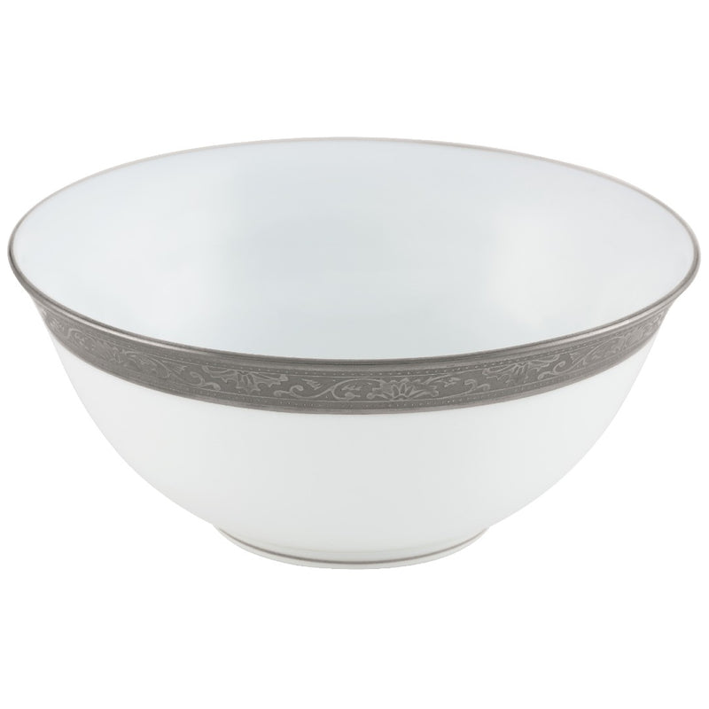 Raynaud Ambassador Platine porcelain Chinese rice bowl with platinum inlay rim and elegant Renaissance-inspired detailing