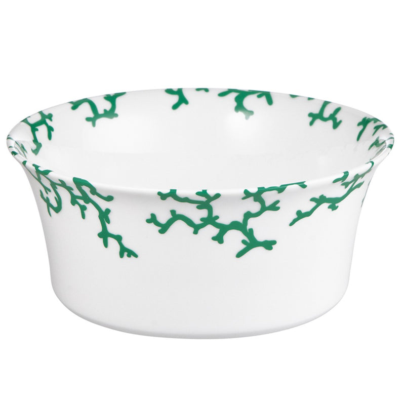 Raynaud Cristobal Emerald Chinese Salad Bowl in Limoges porcelain with emerald green coral pattern.