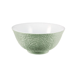 Raynaud Minéral Irisé Céladon 10cm Chinese porcelain soup bowl with celadon iridescent glaze and sculptural detail

