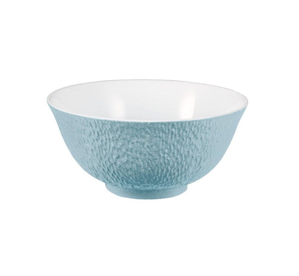 Raynaud Minéral Irisé Sky Blue 10cm porcelain Chinese soup bowl with iridescent glaze and sculptural relief