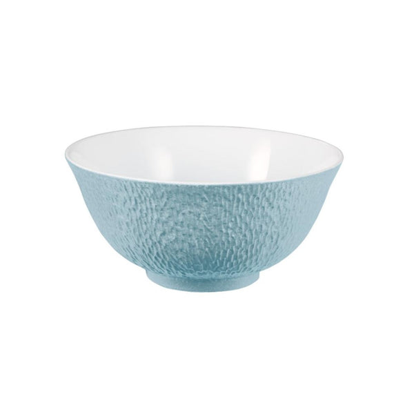 Raynaud Minéral Irisé Sky Blue 12cm porcelain Chinese soup bowl with iridescent glaze and organic relief