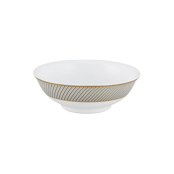 Chinese soy cup in Limoges porcelain with black and gold Bauhaus-inspired geometric design from the Oskar collection by Raynaud.
