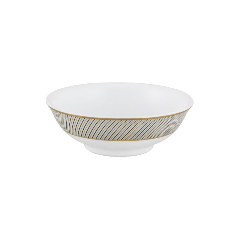 Chinese soy cup in Limoges porcelain with black and gold Bauhaus-inspired geometric design from the Oskar collection by Raynaud.