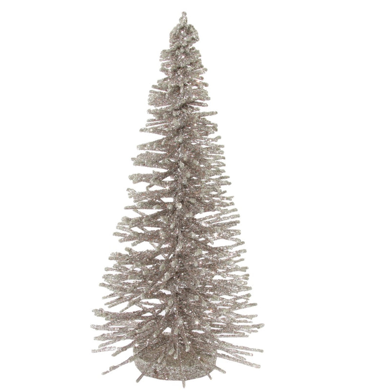 Silver tinsel Christmas tree on a white background