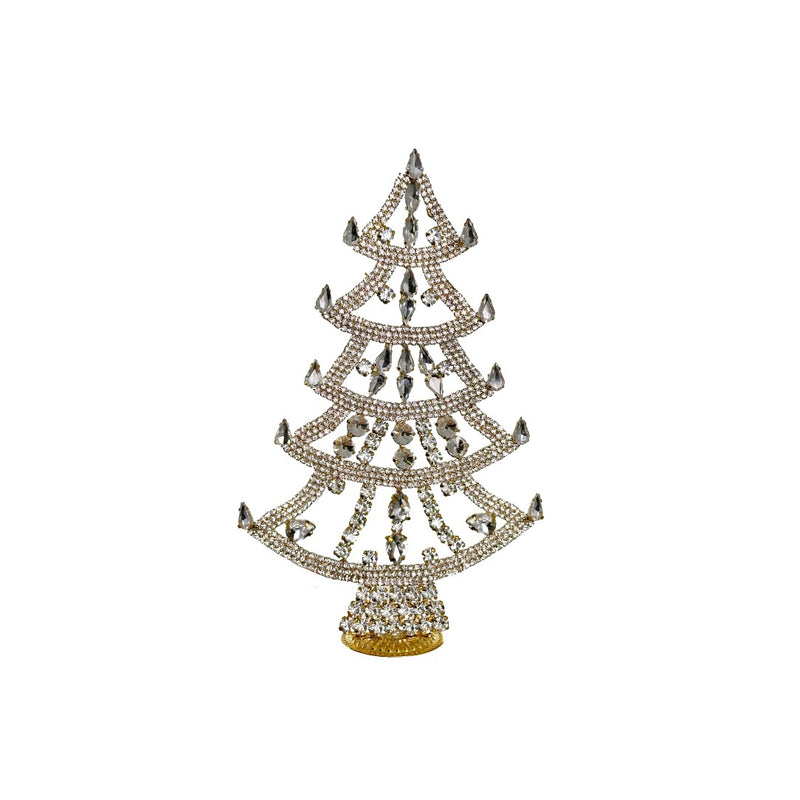Elegant jewel Christmas tree in silver and gold by Shishi, handcrafted with sparkling crystals, ideal as a luxurious festive decoration or Christmas centrepiece.