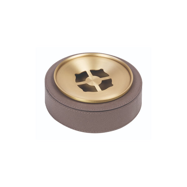 Clan Ashtray in Leather by Giobagnara with removable brass insert.