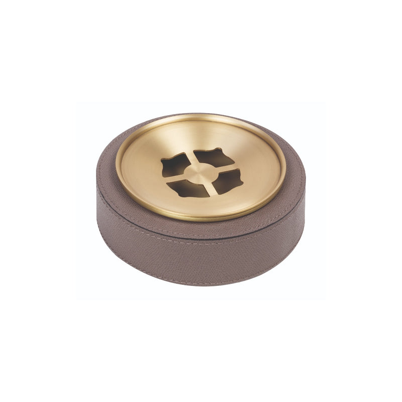 Clan Ashtray in Leather by Giobagnara with removable brass insert.