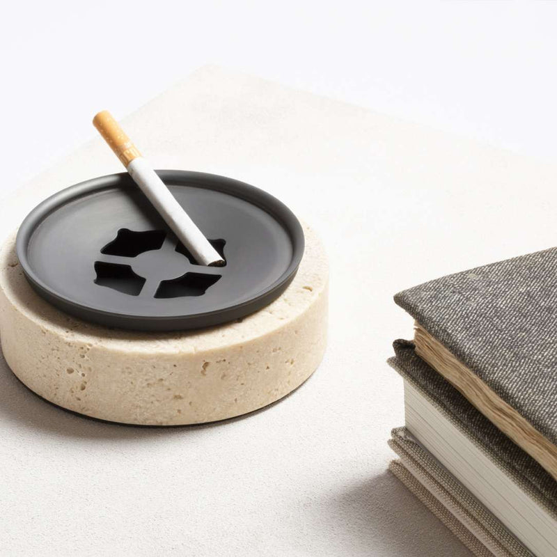 small travertino marble ashtray by Giobagnara luxury smoking accessory